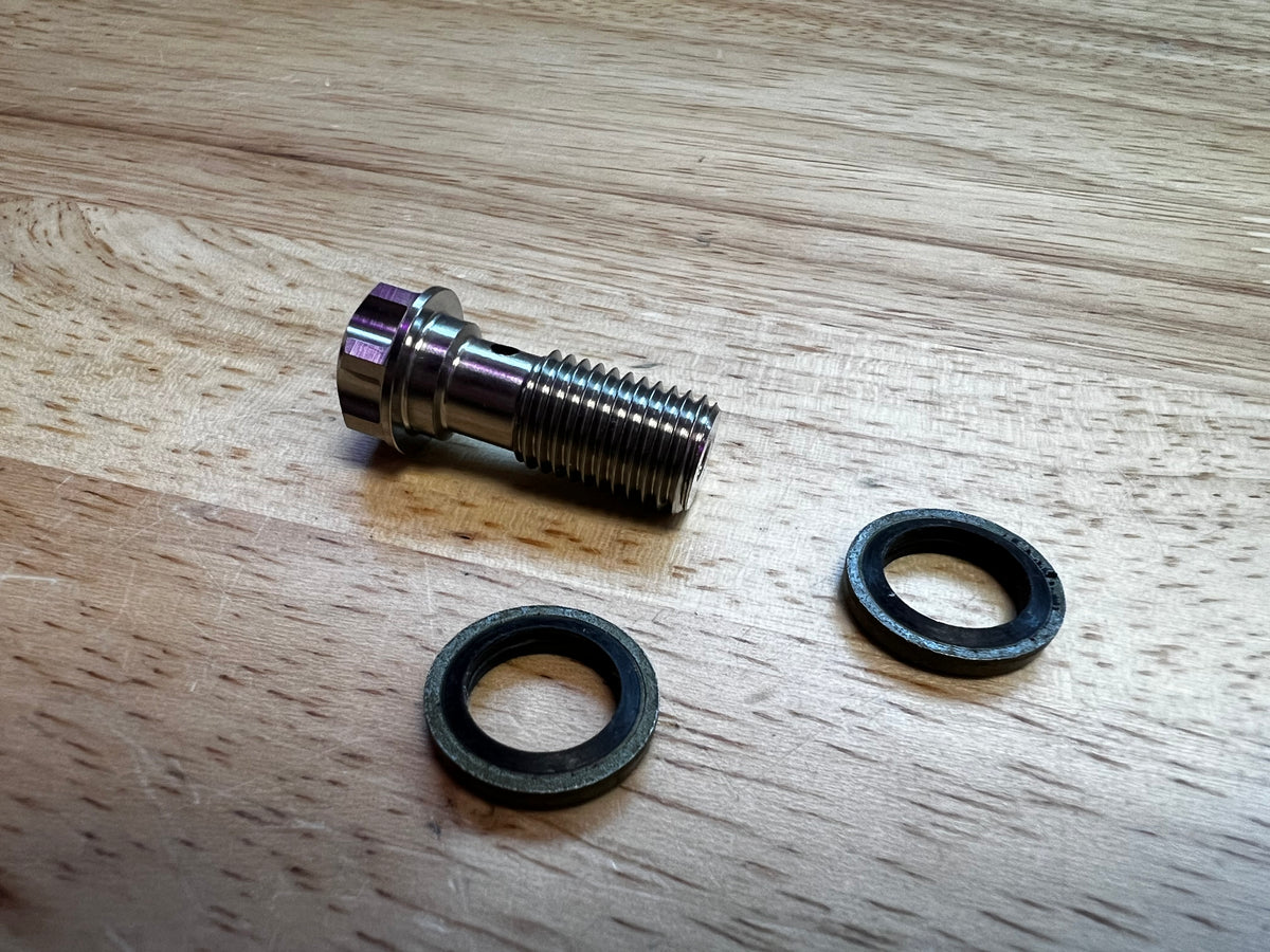 Titanium Banjo Bolt and Washer Kit Rolling Wrench