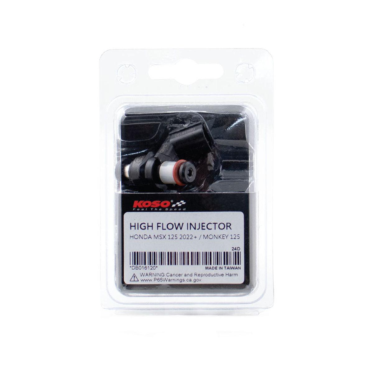 Koso high flow injector in its retail packaging