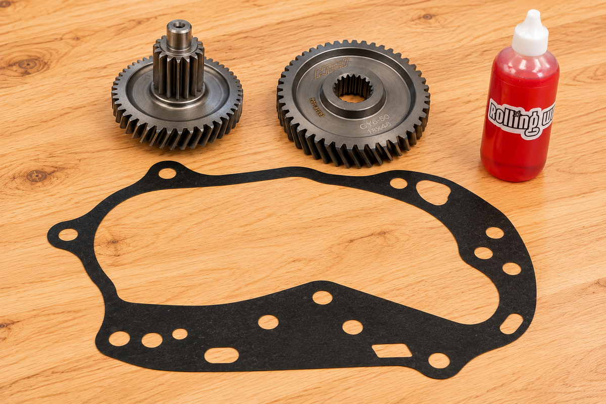 GY6 50cc Final Drive High Speed Gear Up Kit (Includes Pressed Gears, Gasket & Oil) - QMB139