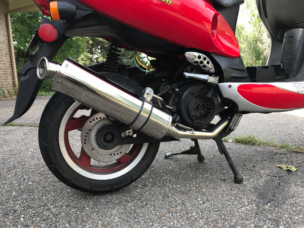 GY6 sport exhaust stainless steel